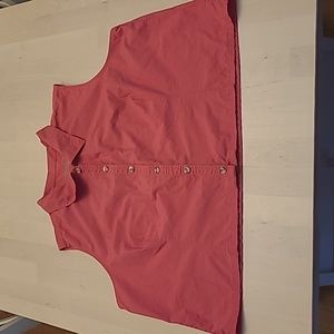 EUC Brisas Boxy Cut Pink Sleeveless Button Up 100% Cotton Shirt